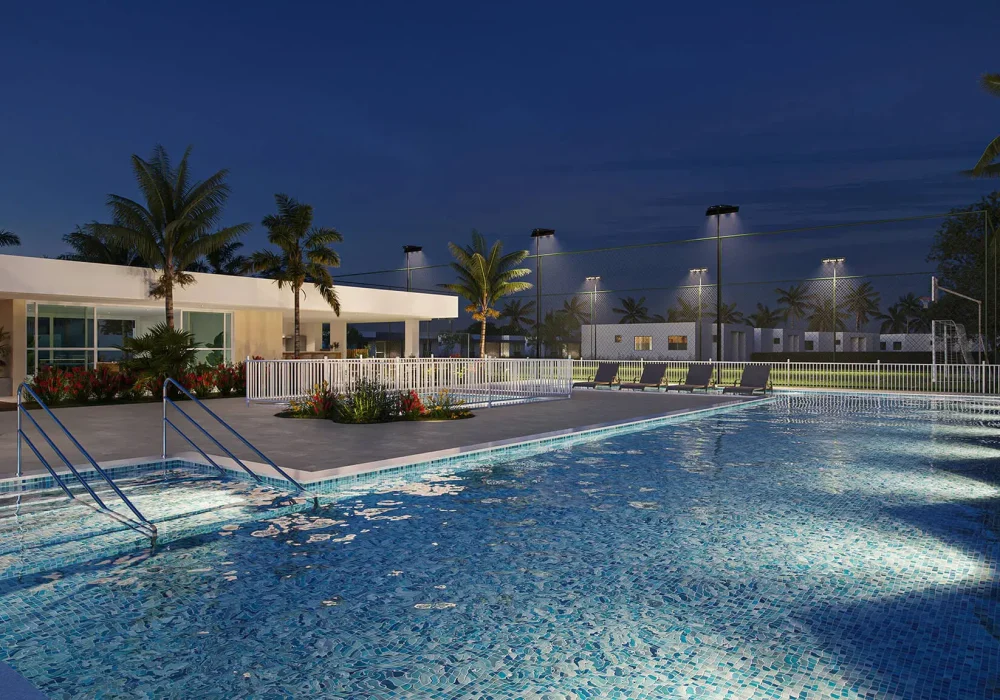 Piscina a Noite do Residencial Bougainville