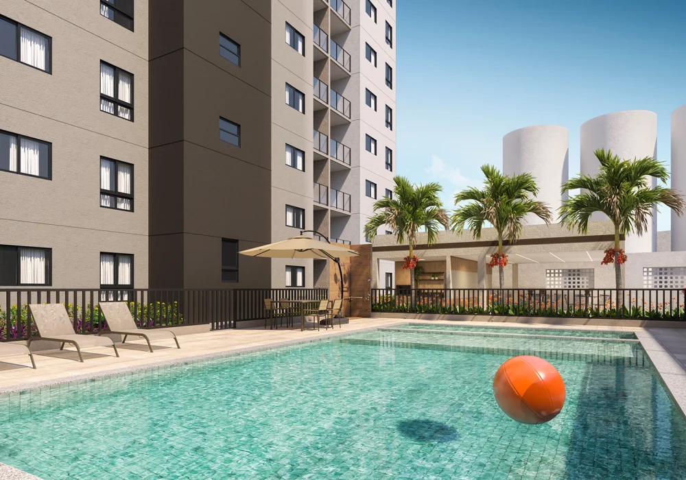 Piscina com Deck do Alto Paralela da Stanza