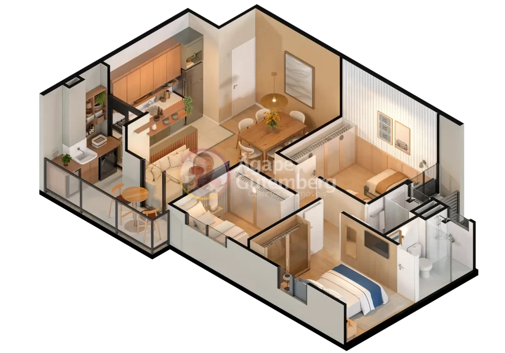 Planta 3D do Apartamento Arbo Patamares da Stanza