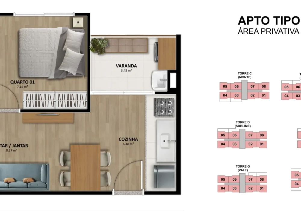 Planta Tipo 01 do Stanza Alto Paralela