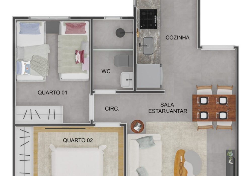 Planta do Apartamento Reserva Bambuí da LMarquezzo em Camaçari