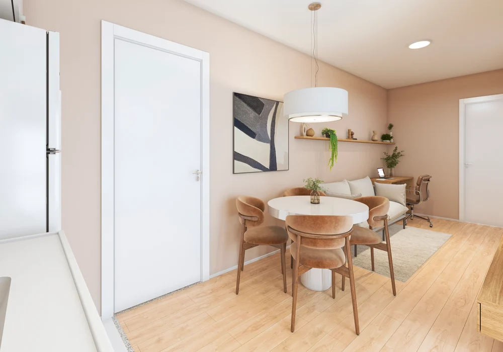 Sala de Jantar Integrada com a Cozinha do Alto Paralela da Stanza